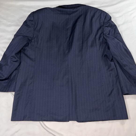 BURBERRY Sport Coat Size 50R Navy Pinstripe Wool Jacket Kensington Blazer FLAWED - Picture 5 of 11
